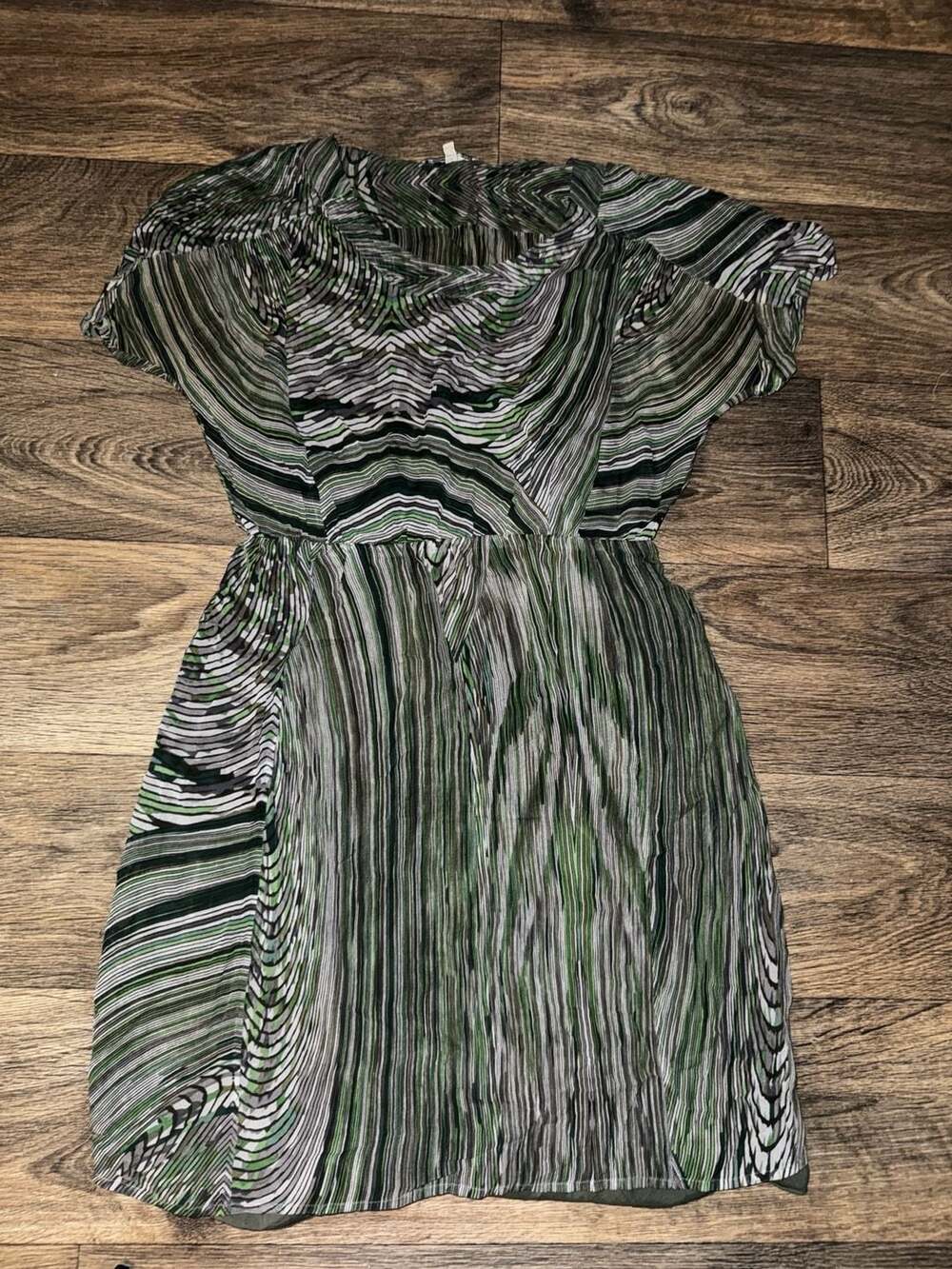 Broadway & Broome Anthropologie 100% Silk Abstract Stripe Mini Dress - Picture 3 of 11